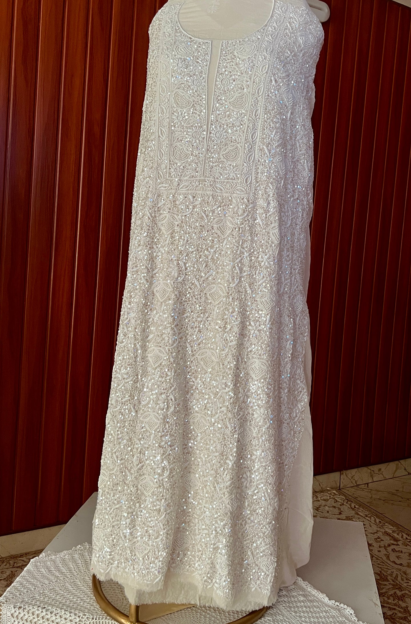 Suhaan Cream Chikankari pearl sequins work kurta and dupatta